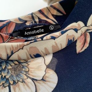 Large Navy Blue Floral Empire Waist Dress